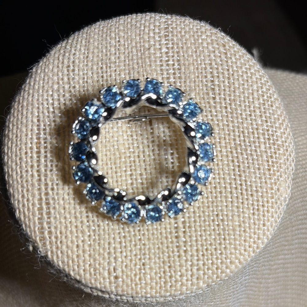 Elegant Blue and Silver Gemstone Brooch